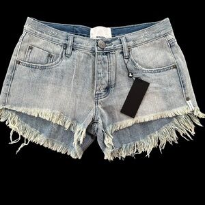 NWT One Teaspoon Size 26 Bonita Light Wash Button Fly Jean Shorts Frayed Hem New